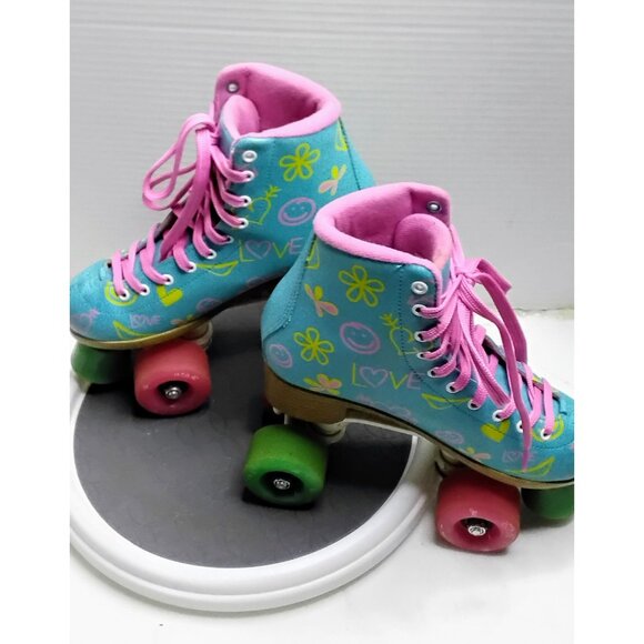 Epic Skates Girls Size 3 Roller Skates With Multicolor Wheels & Pink Laces - Picture 5 of 9